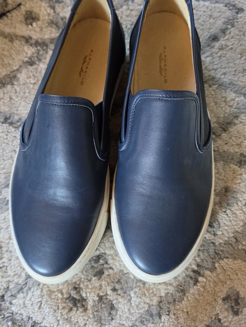 Alfani Navy Leather Slip-On Loafers - Picture 4 of 4